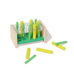 Wooden Learning Toy with Green and Yellow Pegs